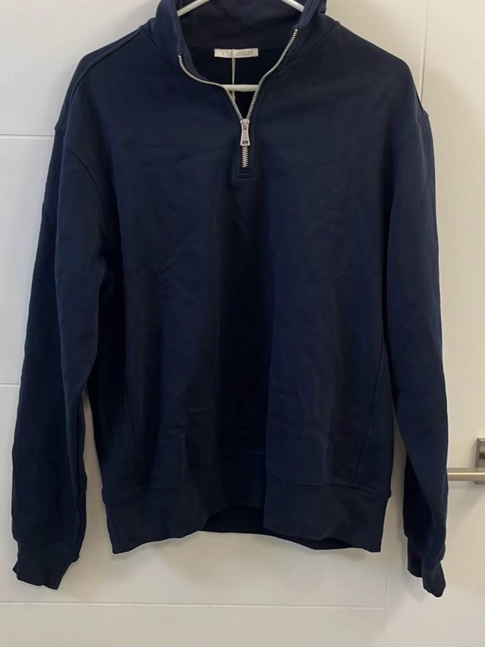 Zara Men's Navy Zip-Neck Pullover
